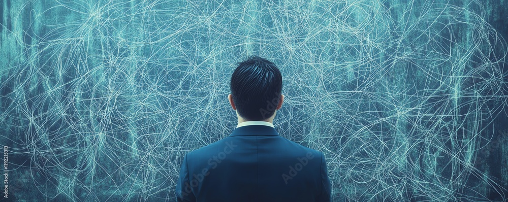 Aufkleber Messy organization with tangled decision tree, chaotic business management, complex and convoluted processes, illustrating inefficiency and confusion in workplace dynamics