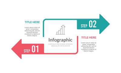 Infographic 2 options comparing business operations to grow. Presentation, Banner, Report and Strategy. Vector illustration.