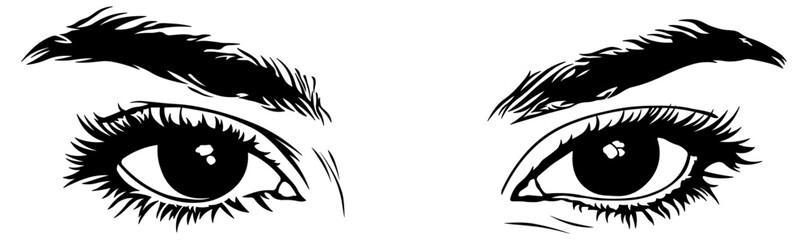 black silhouette of eyes with eyebrows without background