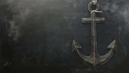 Artistic representation of a nautical anchor on a dark blackboard background conveying themes of stability and maritime tradition