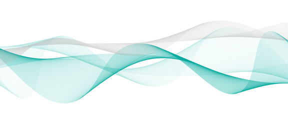 Abstract grey and teal flowing wave lines on white background. wave line for banner, template, wallpaper background with wave design.