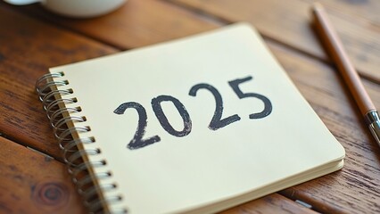 2025 words on a notebook