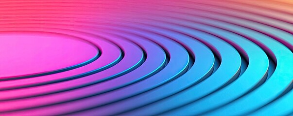 Fototapeta premium Vivid gradient concept. Colorful abstract waves radiate outwards in vibrant gradient tones of pink and blue.