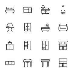 Home furniture and Interior icons set