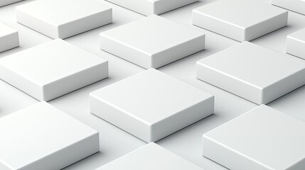 Obraz premium Minimal symmetry concept. Abstract arrangement of white rectangular boxes on a flat surface.