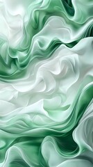 Obraz premium Digital technology green and white flowing lines poster background