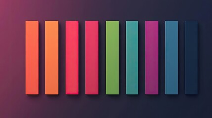 Fototapeta premium Vivid gradient concept. A vibrant arrangement of colorful vertical bars against a dark backdrop.