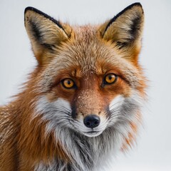 Fototapeta premium A fox with heterochromatic eyes on a white background.
