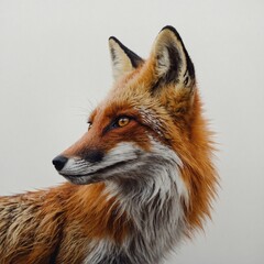 Fototapeta premium A vintage painting of a fox on a white background.