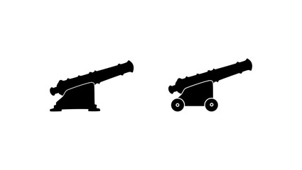 Vintage cannon, black isolated silhouette