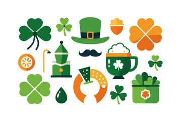 Saint patrick's day festive icons for celebratory design