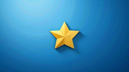 A 3D gold star on a blue background.