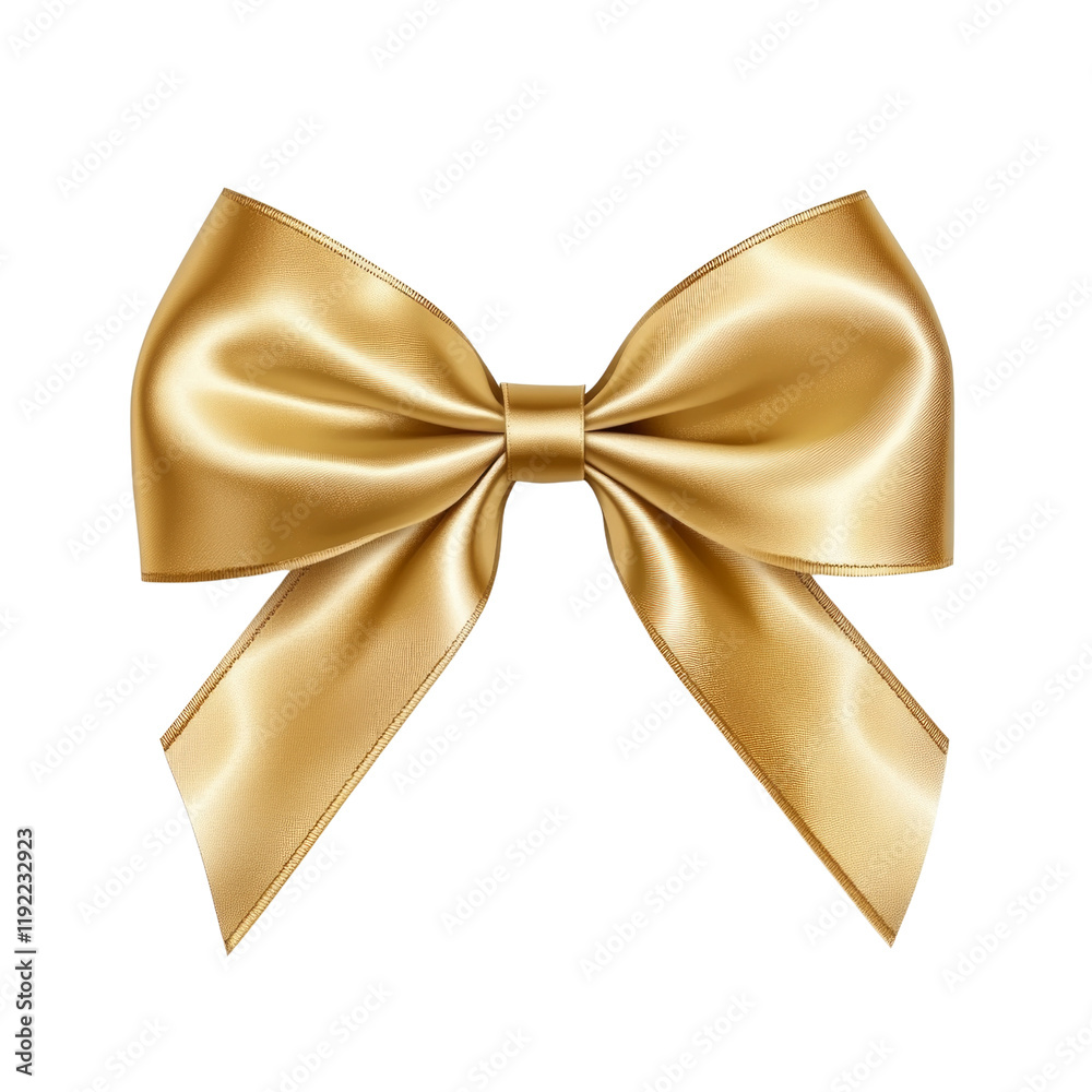 Sticker A gold ribbon bow with a gold ribbon