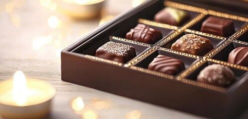 Valentine chocolates idea. Delicious assorted chocolates in a beautifully arranged gift box.