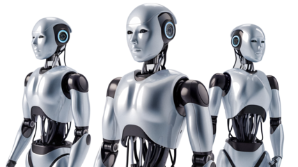 A photo of a set of AI robots with a transparent background 