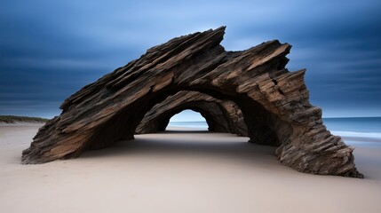 Fototapeta premium Incredible rock formation at a secluded beach under a dramatic sky