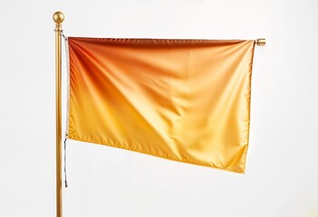 Orange Blank Flag with golden luxury pole template Isolated on a White Background