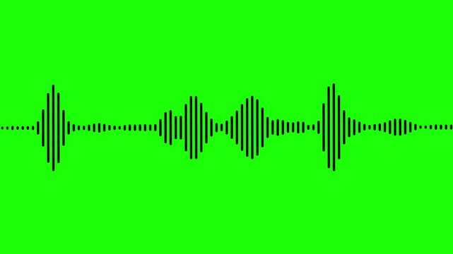 audio wave or frequency digital animation green screen background. white audio frequency waveform spectrum. 
 White audio waveform spectrum animation, Visualization sound graphic element.