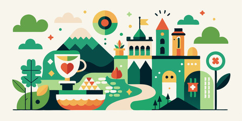 Minimalist st. patrick's day abstract art with geometric designs