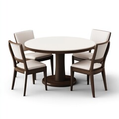 Round dining table with four chairs.