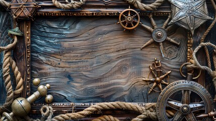 Nautical-themed photo frame with compass design. 