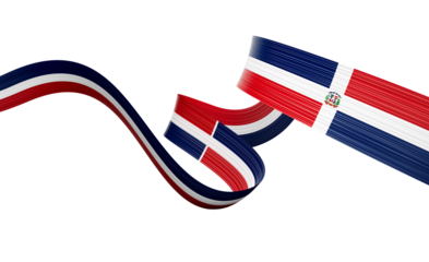 3d Flag Of Dominican Republic 3d Wavy Shiny Ribbon Flag On White Background 3d Illustration