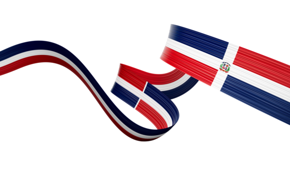 3d Flag Of Dominican Republic 3d Wavy Shiny Ribbon Flag On White Background 3d Illustration