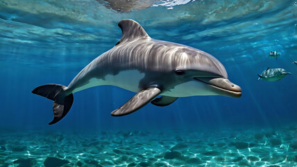 The whalw under of the water