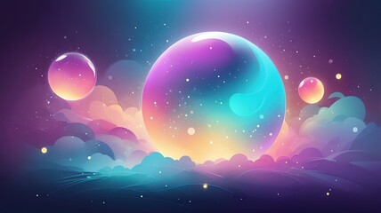 Fantasy-inspired abstract vector background with magical, glowing orbs and misty colors.