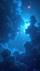 Fototapeta premium Swirling light blue nebula, digital art style, vibrant, pattern, celestial