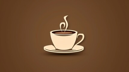 Fototapeta premium A simple illustration of a cup of coffee on a brown background.