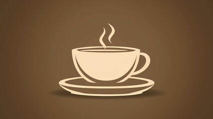 Fototapeta premium A simple, stylized illustration of a cup of coffee on a brown background.