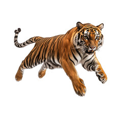Fototapeta premium Tiger leaping in mid-air isolated on transparent background