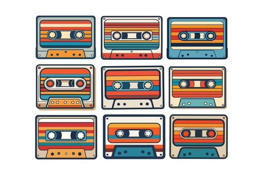 Original Retro vintage Audio Cassette Artwork in Vector for Stylish and Nostalgic T-Shirt Design Concepts.