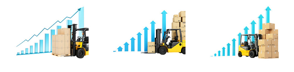 Logistics Growth: Forklifts and Rising Charts of Success © Polash 
