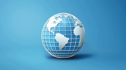 A paper-style globe on a blue background.