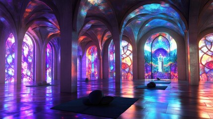 Obraz premium Ethereal Yoga Sanctuary: A Mystical Space for Inner Peace