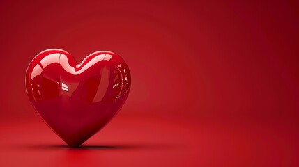 A shiny, red heart on a red background.