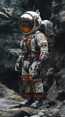 Digital technology astronaut on the moon poster background