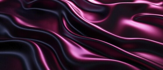 Obraz premium Close-up of luxurious dark purple silk fabric with smooth, flowing waves and ripples, showing texture and sheen.