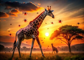 Giraffe parasites exposed: stunning double exposures capture ticks' gruesome grip.