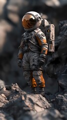 Fototapeta premium Digital technology astronaut on the moon poster background