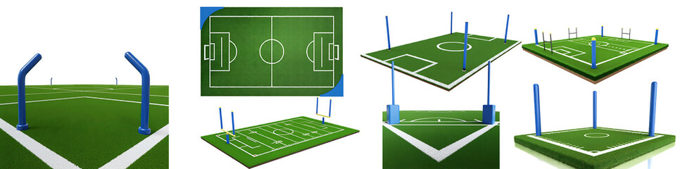 Miniature Soccer, Rugby, and American Football Fields 3D Models