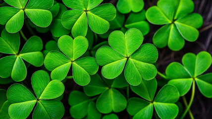 Watercolor Shamrock Banner Art - Green Clover Images
