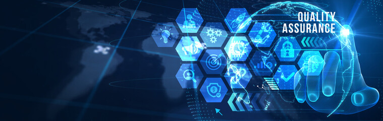 Business, Technology, Internet and network concept. Quality Assurance service guarantee standard. 3d illustration