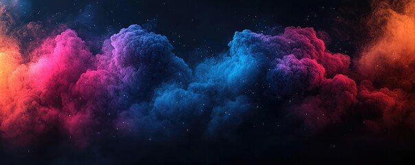 Fototapeta premium Cloudy abstract background idea. A mesmerizing blend of colorful smoke clouds against a dark background.