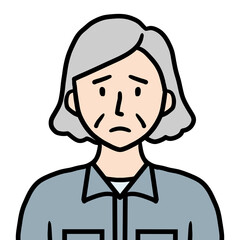 作業着姿のシニア女性（困る）