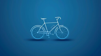 Fototapeta premium A simple, line-drawn bicycle on a blue background.
