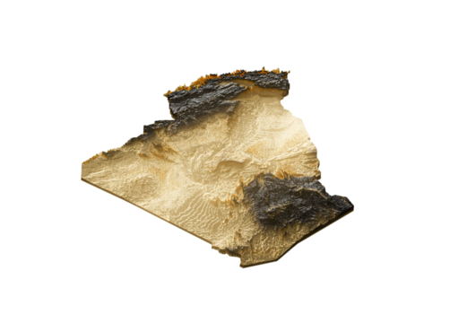 Algeria Map Golden Metallic Texture Map Isolated On Black Background 3D Illustration