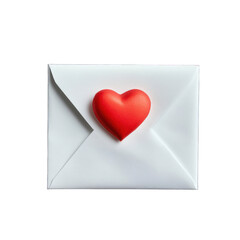 white envelope with red heart isolated on transparent background